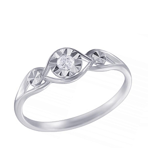 Кольцо помолвочное из белого золота с бриллиантом
