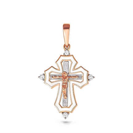 Крест из красного золота с бриллиантами