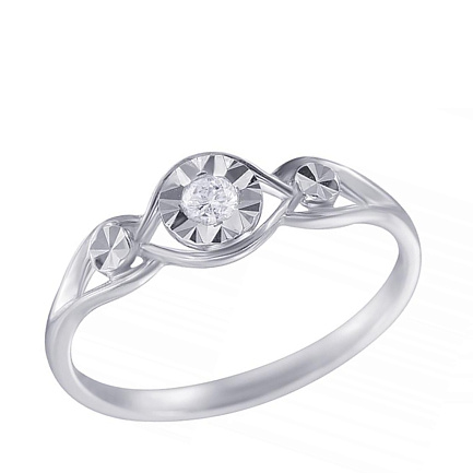 Кольцо помолвочное из белого золота с бриллиантом