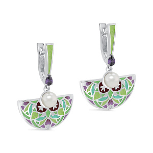 Серьги с английским замком из серебра с жемчугом