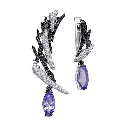 Серьги с английским замком из белого золота с бриллиантами