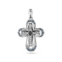 Крест из белого золота с бриллиантами, топазами