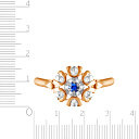 Кольцо из красного золота с бриллиантами, сапфиром