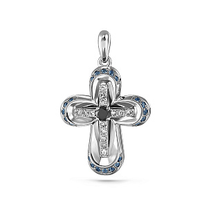 Крест из белого золота с топазом