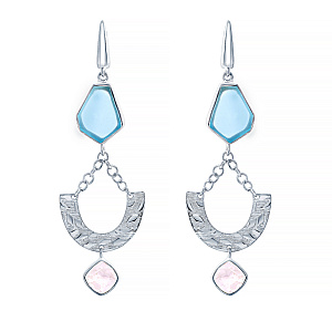 Серьги с английским замком из серебра с лунным камнем