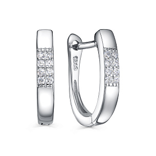 Серьги с английским замком из серебра с фианитом