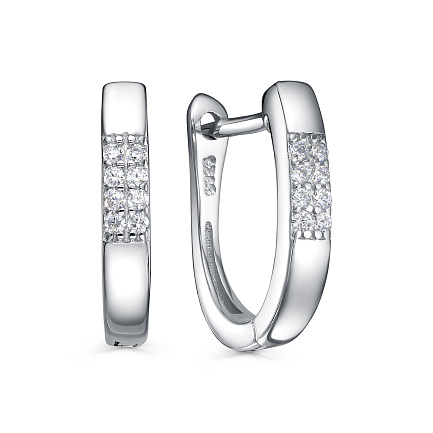 Серьги с английским замком из серебра с фианитами