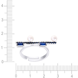 Кольцо из серебра с фианитом, жемчугом