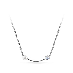 Колье из серебра с фианитом, жемчугом