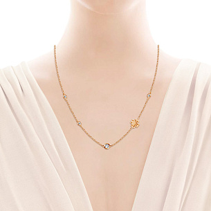 Колье из красного золота с фианитами Цветок