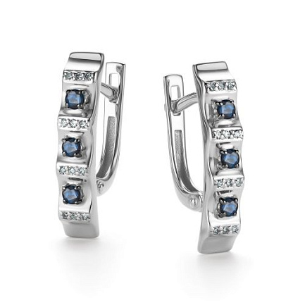 Серьги с английским замком из белого золота с бриллиантами