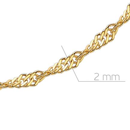 Цепь автомат из желтого золота, плетение двойное панцирное