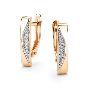 Серьги с английским замком из красного золота с бриллиантами