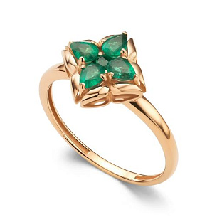 Кольцо из красного золота с изумрудом