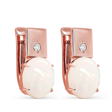 Серьги с английским замком из красного золота с бриллиантами