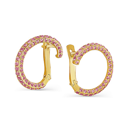 Серьги с английским замком из желтого золота с сапфирами