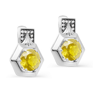 Серьги с английским замком из серебра с ситалом