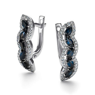 Серьги с английским замком из белого золота с бриллиантом