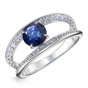 Кольцо из белого золота с сапфиром
