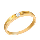 Кольцо обручальное из желтого золота с бриллиантом