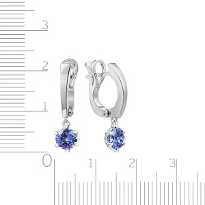 Серьги с английским замком из белого золота с танзанитами