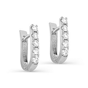 Серьги с английским замком из белого золота с бриллиантами