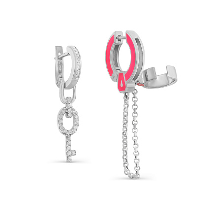 Серьги с английским замком из серебра с фианитами