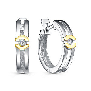 Серьги с английским замком из серебра с бриллиантами