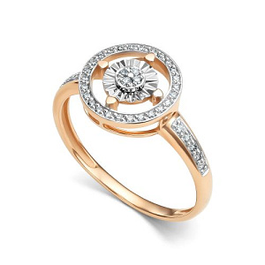 Кольцо из красного золота с бриллиантами