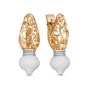 Серьги с английским замком из красного золота с бриллиантами