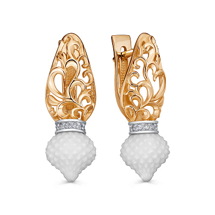 Серьги с английским замком из красного золота с бриллиантами