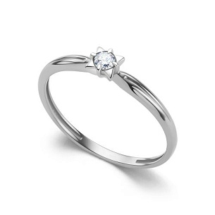 Кольцо из белого золота с бриллиантом