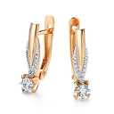 Серьги с английским замком из красного золота с бриллиантами