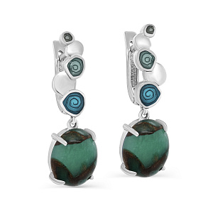 Серьги с английским замком из серебра с бирюзой