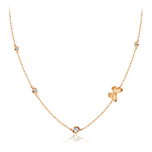 Колье из красного золота с фианитами Бабочка