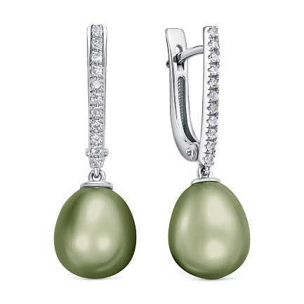 Серьги с английским замком из белого золота с бриллиантами