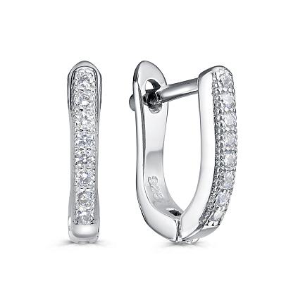 Серьги с английским замком из серебра с фианитами