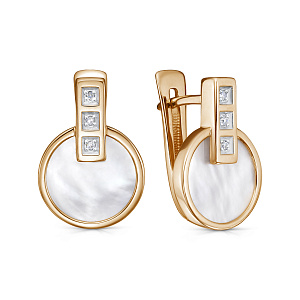 Серьги с английским замком из красного золота с бриллиантами