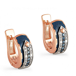 Серьги с английским замком из красного золота с бриллиантами