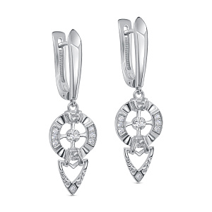 Серьги с английским замком из серебра с фианитами