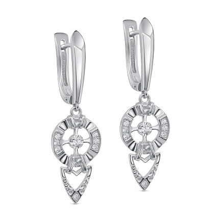 Серьги с английским замком из серебра с фианитами