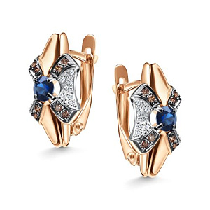 Серьги с английским замком из красного золота с бриллиантами