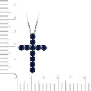 Колье из белого золота с сапфиром, плетение якорное