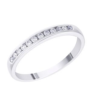 Кольцо обручальное из белого золота с бриллиантами