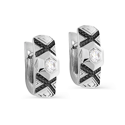 Серьги с английским замком из серебра с фианитами