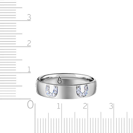 Кольцо обручальное из белого золота с бриллиантами