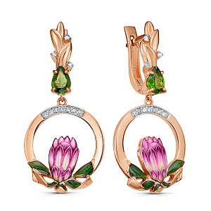 Серьги с английским замком из красного золота с бриллиантами