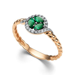 Кольцо из красного золота с бриллиантом