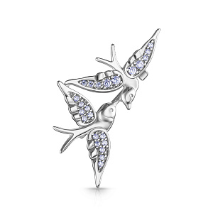 Брошь из серебра с фианитом