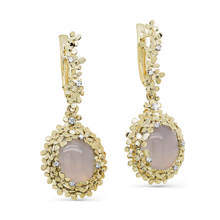 Серьги с английским замком из желтого золота с бриллиантами